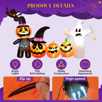 Witchwood™ Vrilay Halloween Inflatables, 7 FT Long 4 Pumpkins with Cute White Ghost Outdoor Decorations, Built-in LEDs, Blow Up Party, Waterproof Yard, Garden, Lawn Decor