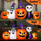 Witchwood™ (2 pack) 8FT Halloween Inflatable Pumpkins Ghost Cat with Lights,Blow ups Outdoor Decorations for Yard