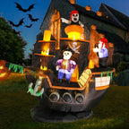 Witchwood™ 7 FT Halloween Inflatable Skeletons Ghosts on Pirate Ship Lights Decor Outdoor Indoor Holiday Decorations, Blow up Lighted Yard Decor, Giant Lawn Inflatables Home Family Outside Decor