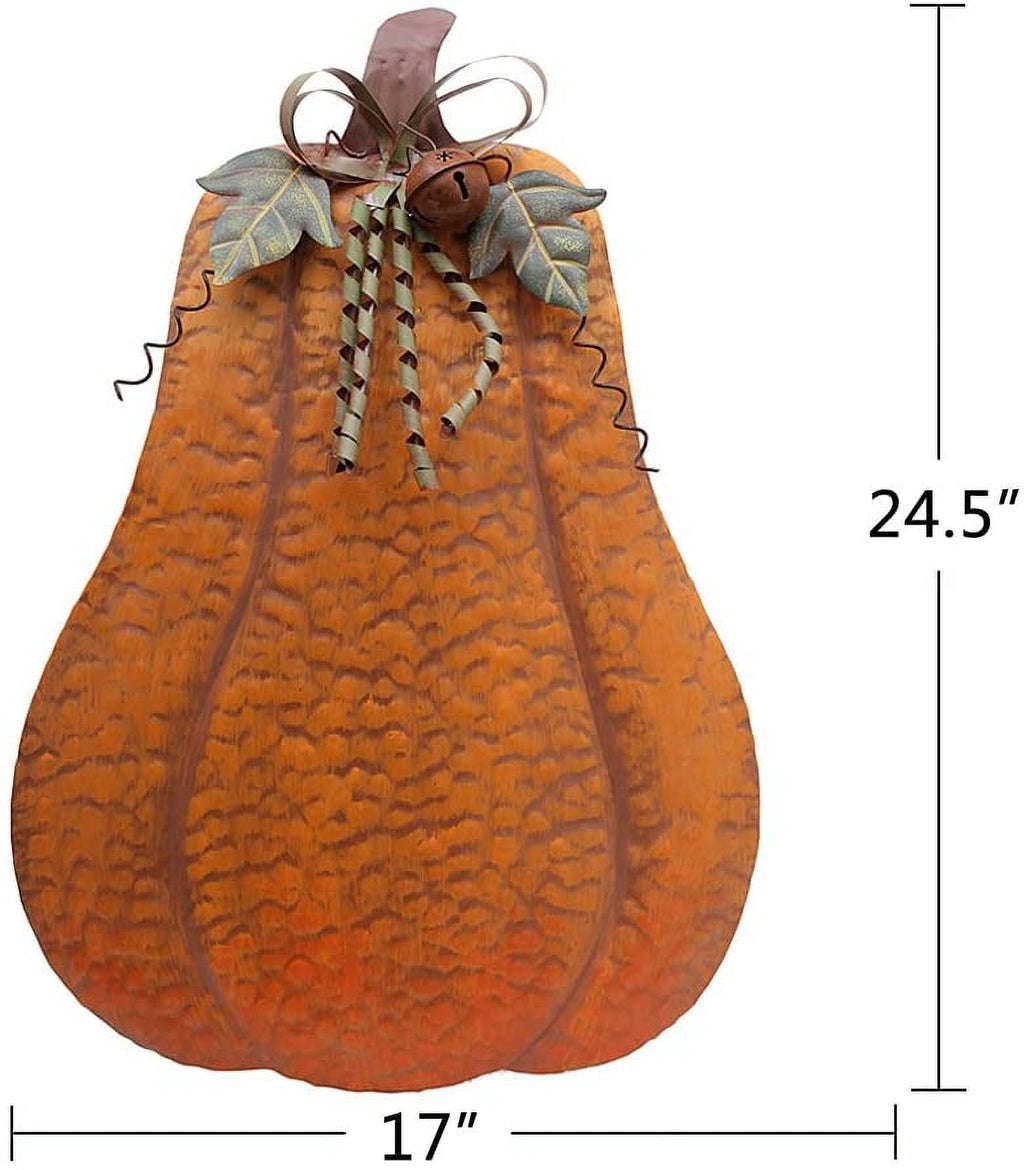 Witchwood™ Metal Pumpkin Harvest Fall Decor Thanksgiving Halloween Outdoor Yard Garden Decor Free Standing Pumpkin Decorations for Home (H-24.5")