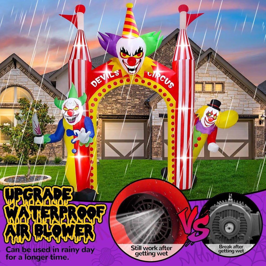 Witchwood™ 12FT Giant Clown Inflatable Archway with Built-in Lights ? Scary Outdoor Yard Decorations for Garden, Lawn, and Indoor Halloween Decor