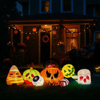 Witchwood™ 8FT Halloween Inflatable Pumpkin Ghost Scene, Waterproof Polyester, Quick Inflation with Stakes/Ropes for Yard/Garden/Indoor