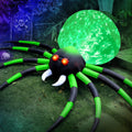 Witchwood™ 8FT Halloween Spider Inflatables Outdoor Decorations for Yard, Giant Green Spider with Blow up Rotating Fire Flame, Large Spooky Spider Props for Halloween Party Garden Lawn House Holiday Room Decor