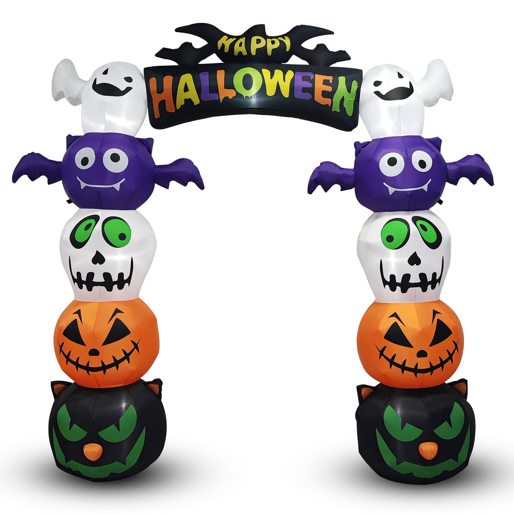Witchwood™ 8.2' Halloween Inflatables Pumpkin Ghost Archway, Blow up Hallowee Decorations with Built-in LED Lights for Holiday