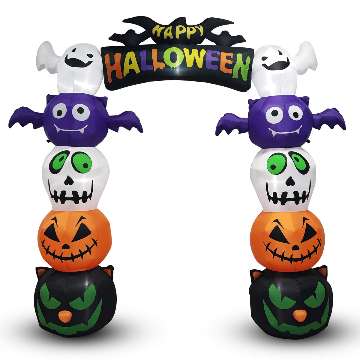 Witchwood™ 8.2' Halloween Inflatables Pumpkin Ghost Archway, Blow up Hallowee Decorations with Built-in LED Lights for Holiday