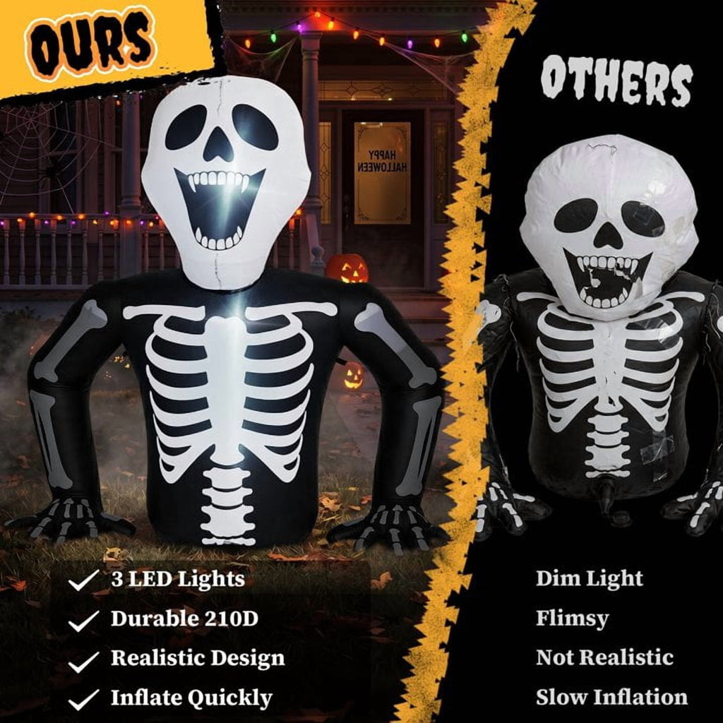 Witchwood™ 6' Halloween Inflatables Skeleton Outdoor Halloween Decoration Emerging Skeleton,Built-In LED
