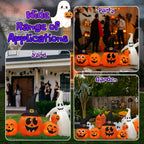 Witchwood™ 8FT Halloween Inflatable Pumpkin Ghost Scene, 5 Total LEDs, Waterproof Polyester, Quick Inflation with Stakes/Ropes for Yard/Garden/Indoor