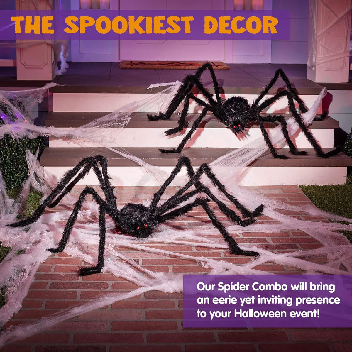 Witchwood™ 3 Pack 5 FT Giant Spider Halloween Decorations,Scary Spider Halloween Decorations Outdoor Party Decorations Props Halloween Yard Decorations,Black