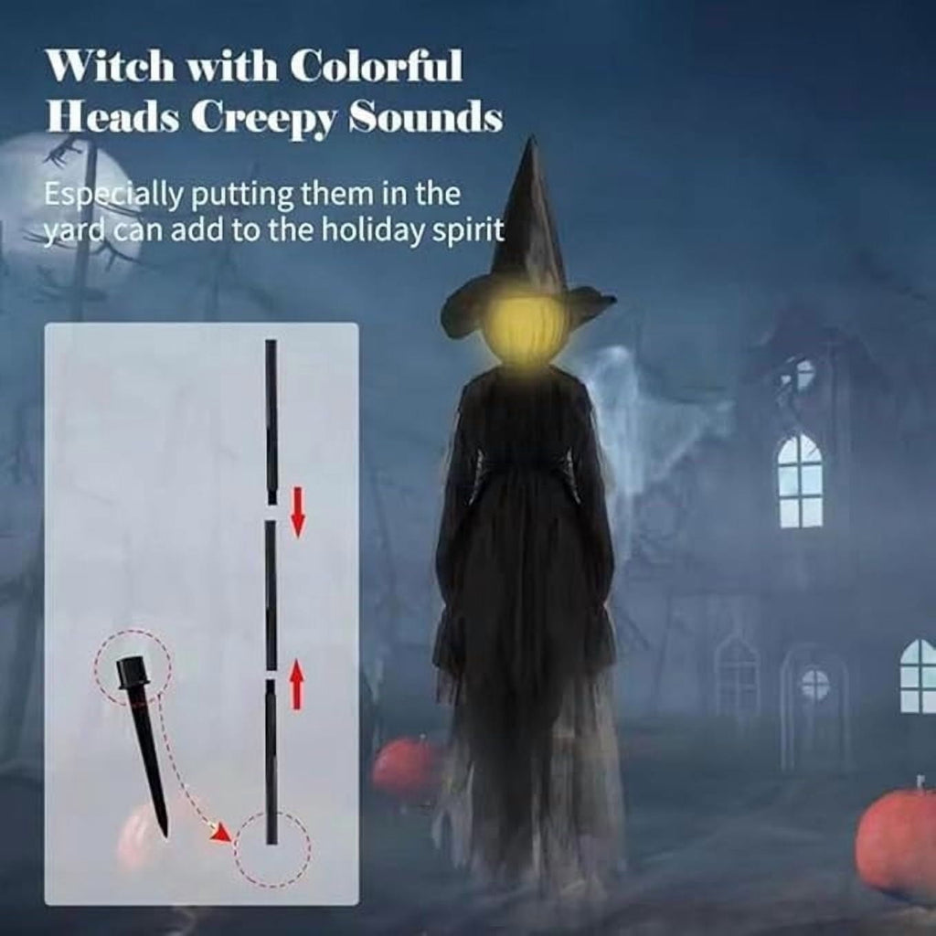 Witchwood™ Halloween Witch Decorations Outdoor, 59" Light Up Witches Holding Hands Witches with Stakes, Voice Control Screaming Life Size Witches Waterproof for Yard Garden Lawn Decor, 3 count