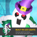 Witchwood™ Outsunny 3.9ft Inflatable Halloween Window Sticker Ghost, Halloween Decoration with LED Lights for Garden Indoor Outdoor
