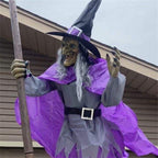 Witchwood™ EWSFHUI Flying Witch Halloween Decor on Broom,5.9Ft Large Flying Hover Witch Sound & Touch Activated Sensor Suitable for Yard Halloween Outdoor Decoration