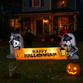 Witchwood™ 9.6FT Halloween Inflatable Skeleton Tombstone Banner, Built-in 4 White LED Lights, Quick Inflation for Yard/Patio/Party