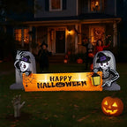 Witchwood™ 9.6FT Halloween Inflatable Skeleton Tombstone Banner, Built-in 4 White LED Lights, Quick Inflation for Yard/Patio/Party