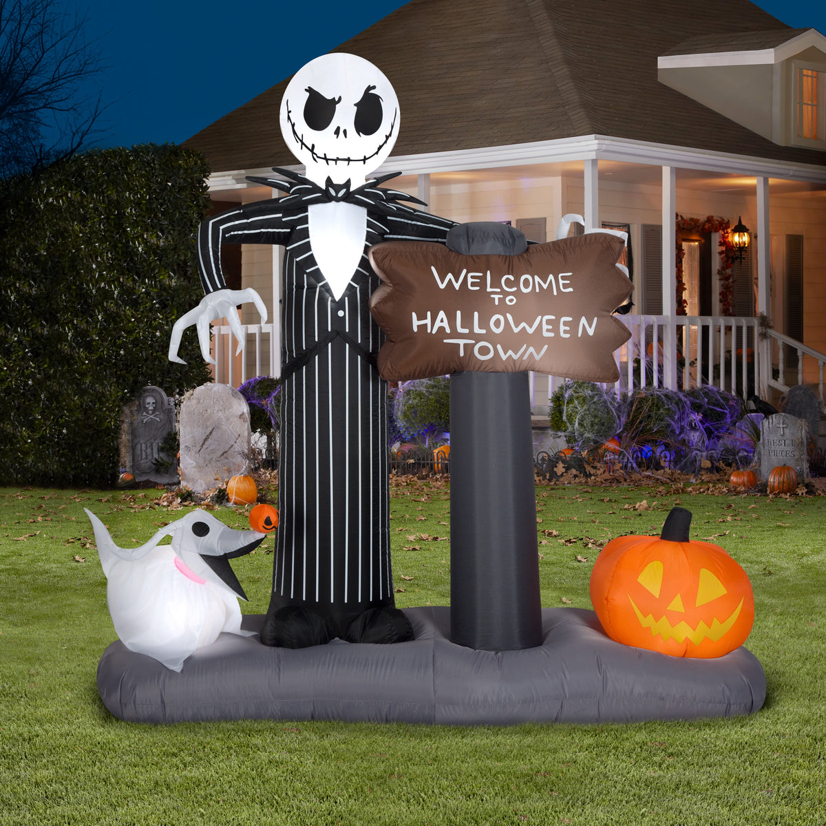 Witchwood™ Industries Yard Inflatables Nightmare Before Christmas Halloween Town Scene, 6 ft