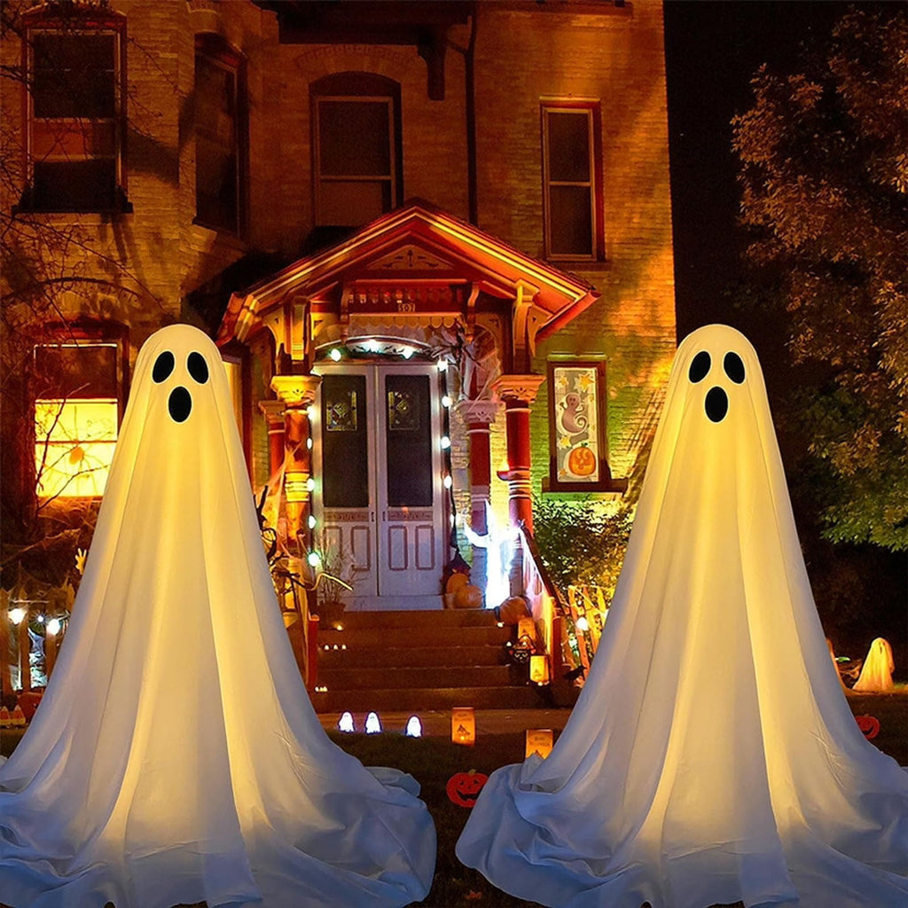 Witchwood™ Halloween Ghost Decorations 8ft Tall Glowing White Fabric Ghost with Light Stand for Front Porch Yard Indoor Outdoor Spooky Party Decor