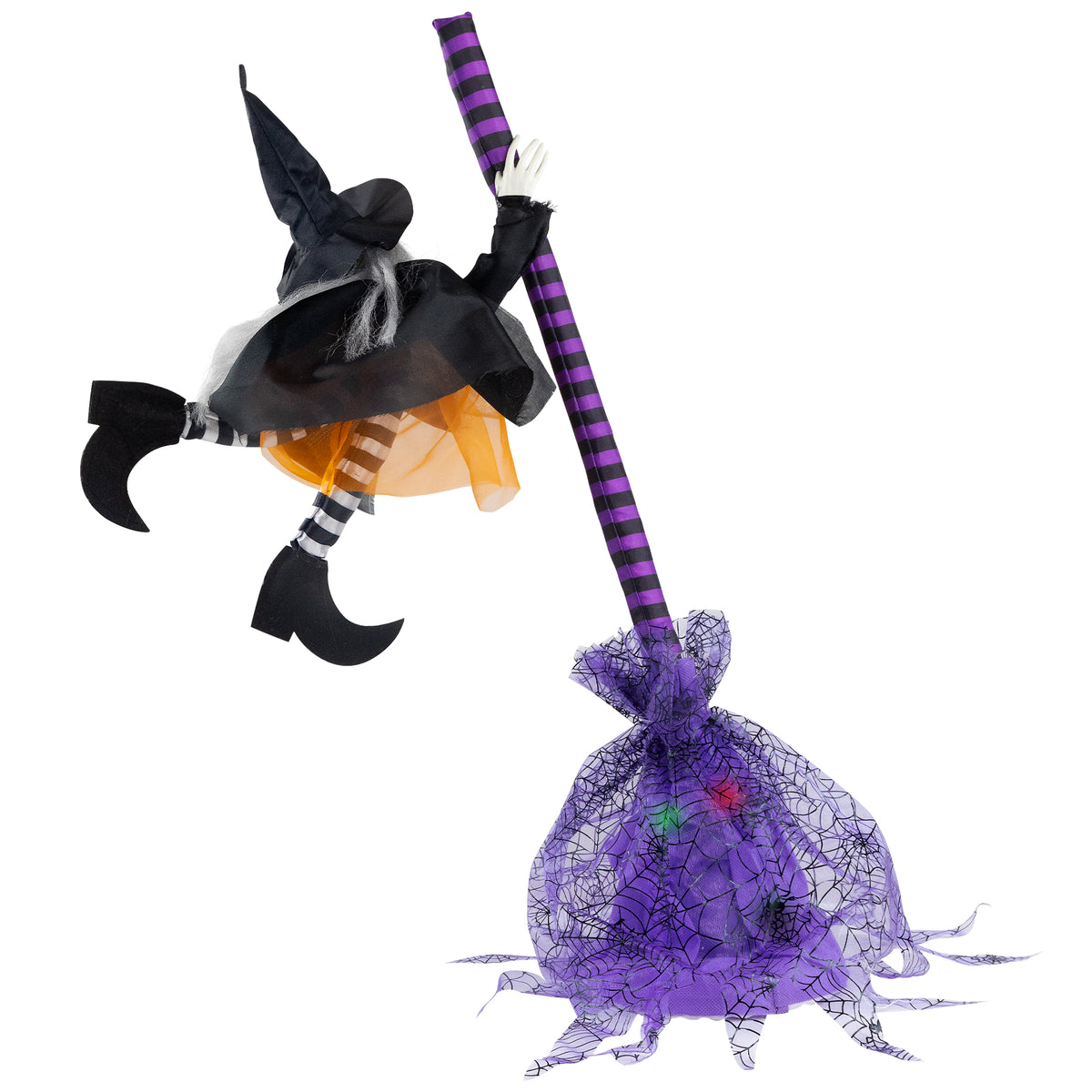 Witchwood™ Animated Flying Witch with Broom Halloween Decoration - 25"