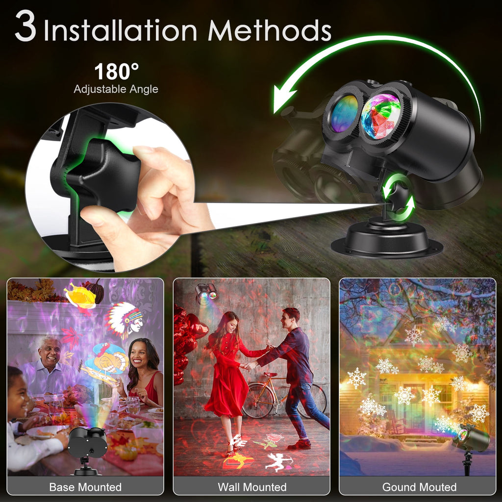 Witchwood™ Outdoor HD projector light, remote control 16 switchable modes, Christmas Halloween celebrations, birthdays, weddings and parties, waterproof light show