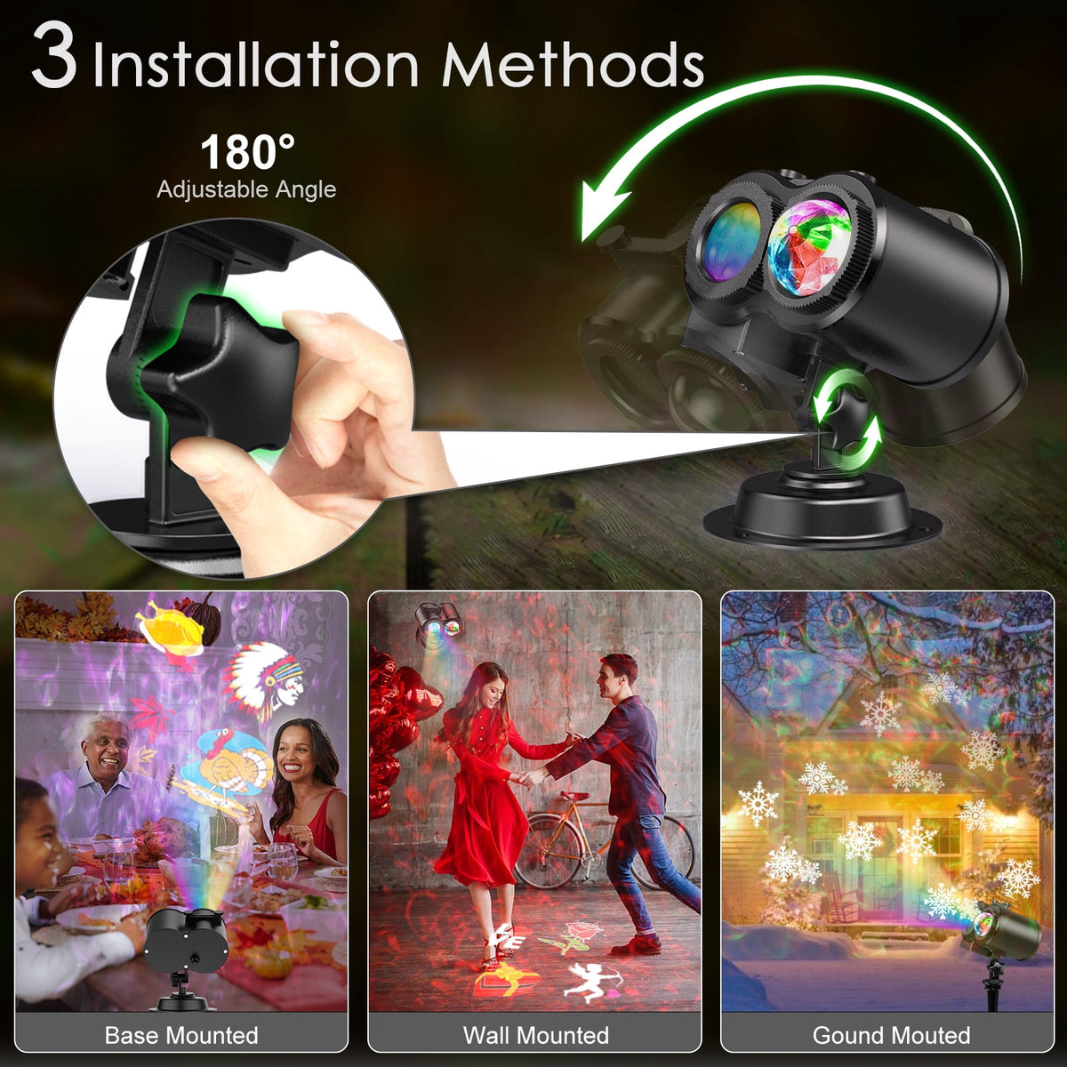 Witchwood™ Outdoor HD projector light, remote control 16 switchable modes, Christmas Halloween celebrations, birthdays, weddings and parties, waterproof light show