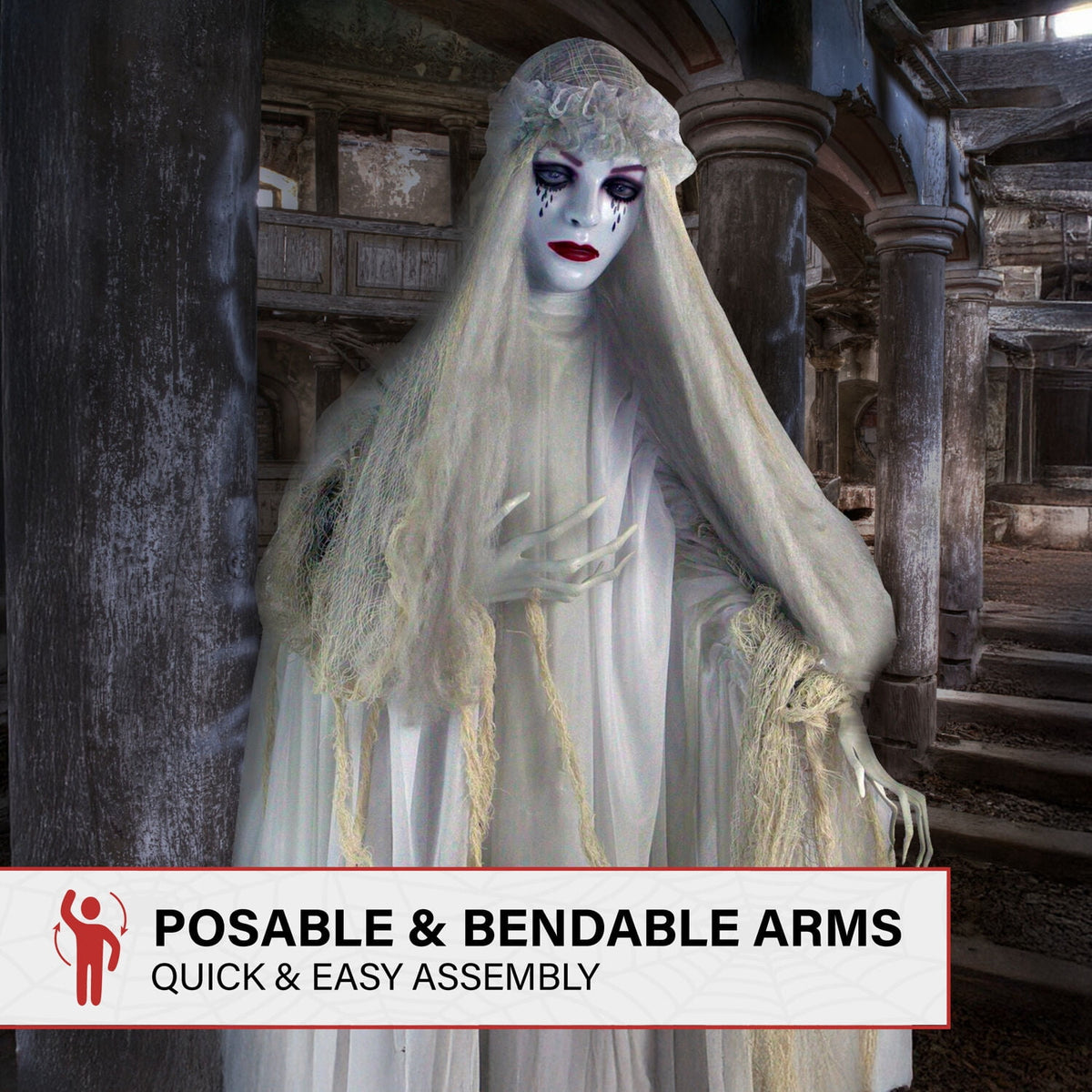 Witchwood™ 6.5 Ft Life-Size Animatronic Bride Indoor/Outdoor Halloween Decoration, Multicolor, HHLADY-2FLSA