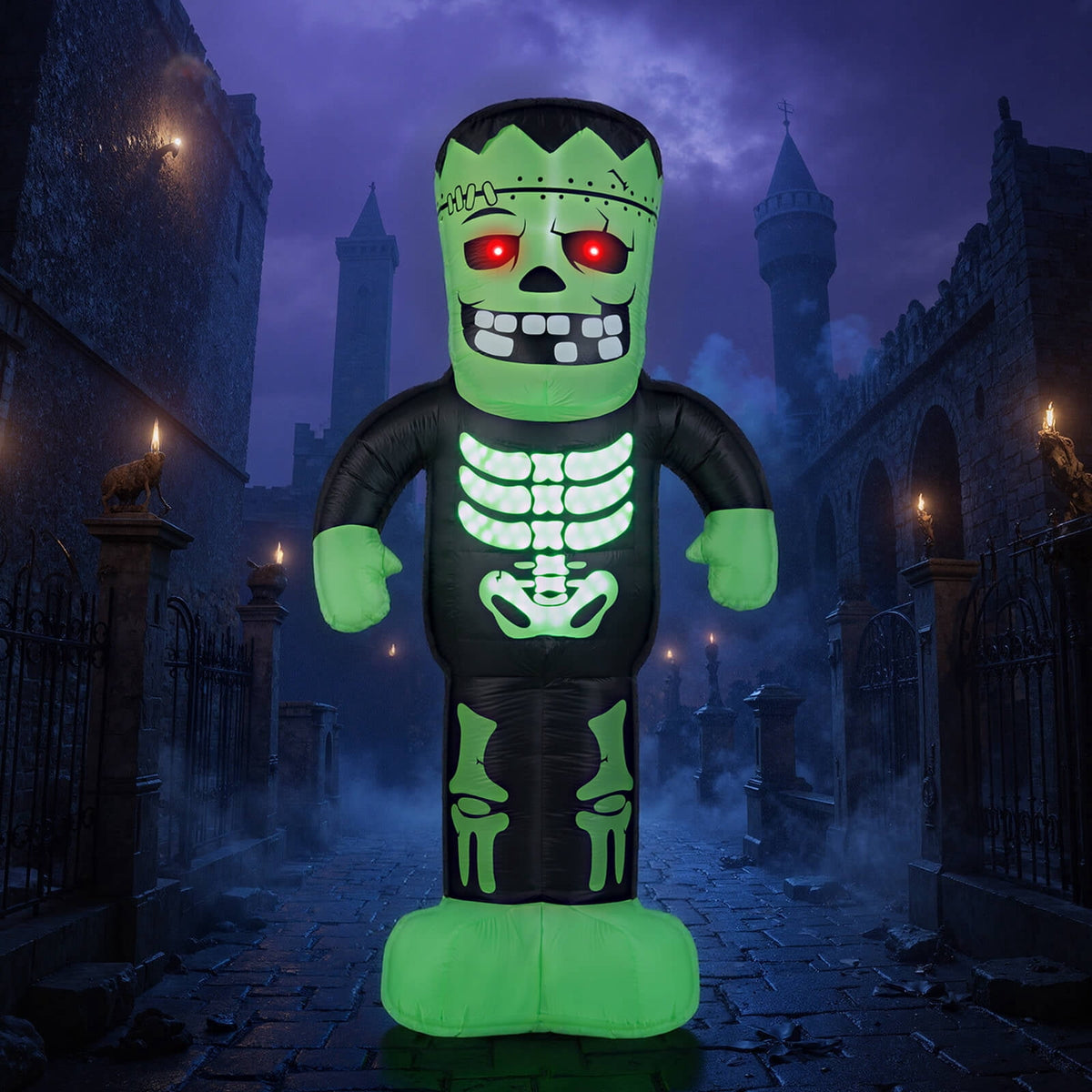 Witchwood™ Costway 8.4 Ft Tall Halloween Inflatable Decoration LED-lit Inflatable Green Zombie
