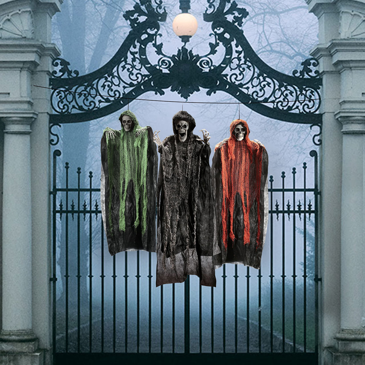Witchwood™ 3 Pack Halloween Hanging Ghosts,Scary Skeleton Ghosts Grim Reapers Decorations for Halloween Indoor Outdoor Yard Home Decorations