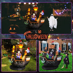 Witchwood™ 7 FT Halloween Inflatable Skeletons Ghosts on Pirate Ship Lights Decor Outdoor Indoor Holiday Decorations, Blow up Lighted Yard Decor, Giant Lawn Inflatables Home Family Outside Decor