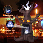 Witchwood™ Halloween Inflatables 9 FT Animated Halloween Tree Inflatables with Built-in LED lights, Scary Spooky Tree Inflatable with White Ghost, Outdoor Halloween Decorations for Halloween Holiday Party
