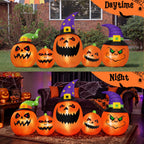 Witchwood™ (2 pack) 8FT Halloween Inflatable Pumpkins Blow ups Outdoor Decorations, Five Pumpkins with LED Lights for Party Yard