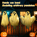 Witchwood™ 3 pack Hanging Ghosts Halloween Decor, 20 inch LED Glowing Ghost Halloween Decorations Outdoor Lights for Yard Porch Tree Garden Patio Bedroom Wall Party, Warm White
