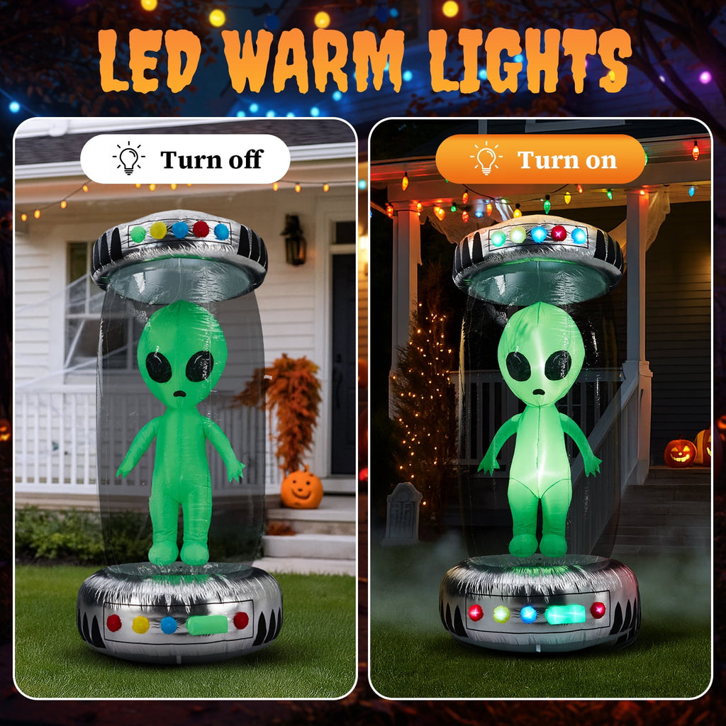 Witchwood™ 8' Halloween Inflatables UFO Alien Decoration Outdoor Light-up Holiday Decoration Halloween Decoration