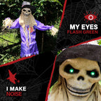 Witchwood™ 6 ft Standing Halloween Scarecrow Yard Decoration with LED Green Eyes, HHSCR-5FLS