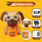 Witchwood™ COMIN 5 FT Halloween Inflatables Dog Outdoor Yard Decorations Blow Up Pug Holding Pumpkin with Built-in LEDs for Indoor Party Garden Lawn Decor