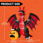 Witchwood™ 8 ft Halloween Inflatable Fire Dragon with Pumpkin,Animated Moving Mouth & Internal LED Lights,Blow Up Yard Decor Outdoor Lawn Garden Indoor Porch Patio Spooky Halloween Decoration