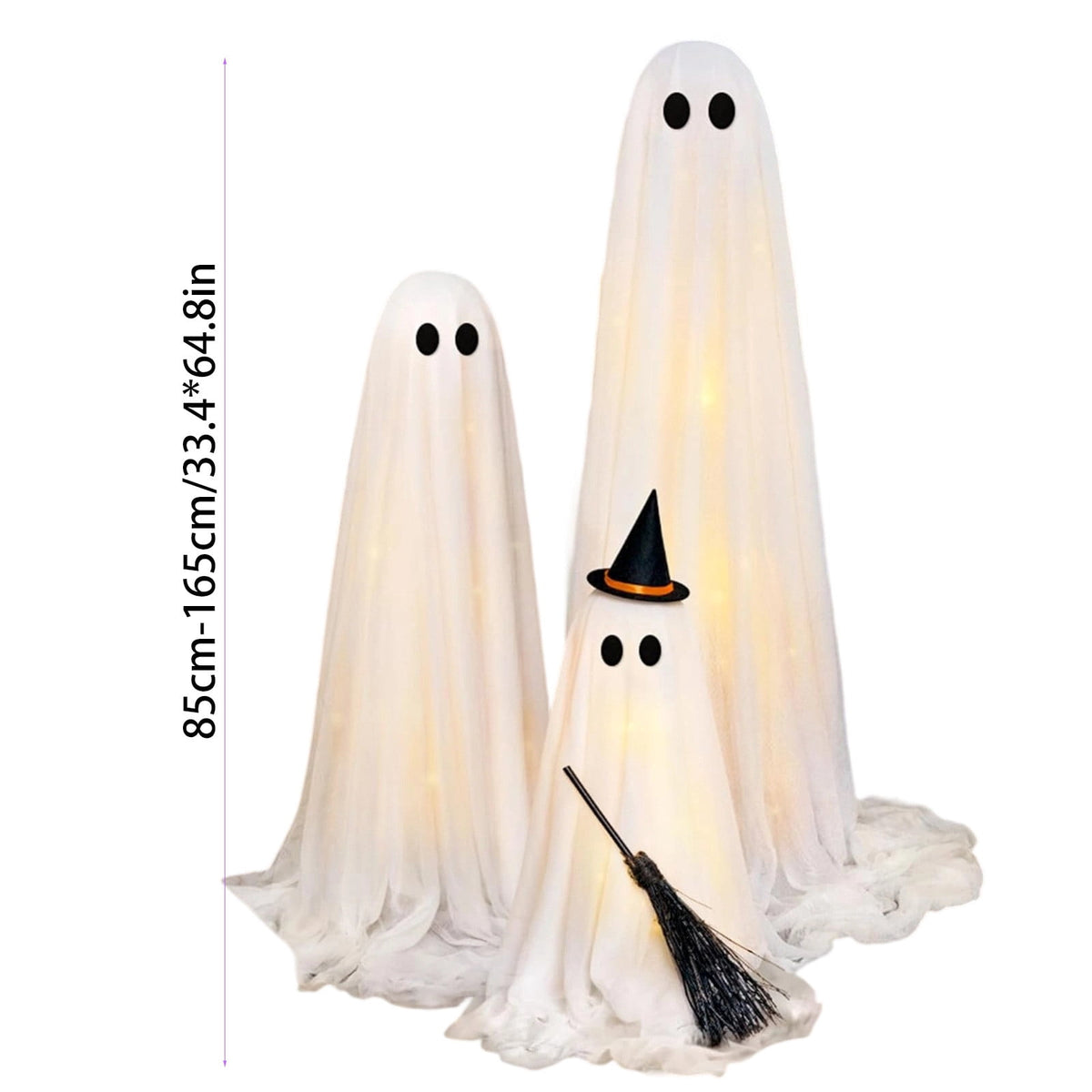 Witchwood™ Halloween Decorations Outdoor - Set of 3 Light Up Spooky Ghosts Decoration with 8 Light Modes Timer Remote- Indoor Cute Party Ghost Decor for Yard Porch Lawn Home Front Door