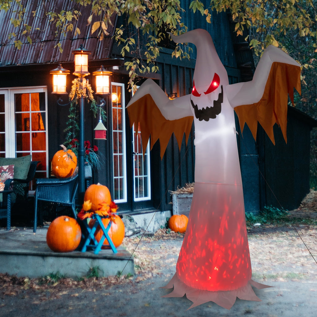 Witchwood™ 12FT Halloween Inflatables Ghost Outdoor Halloween Decoration w/ Scary Flames,4pcs LED Lights
