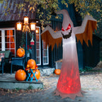 Witchwood™ 12FT Halloween Inflatables Ghost Outdoor Halloween Decoration w/ Scary Flames,4pcs LED Lights