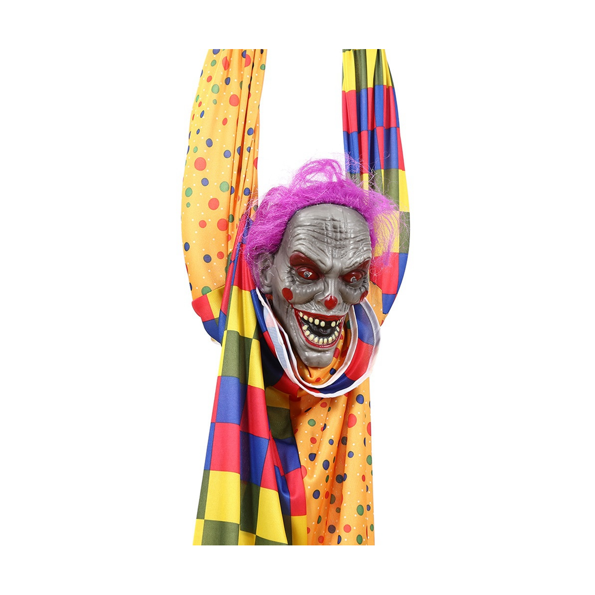 Witchwood™ 5.6 Ft Halloween Hanging Animated Talking & Shaking Scary Clown with Chain, Touch Activated for Decor