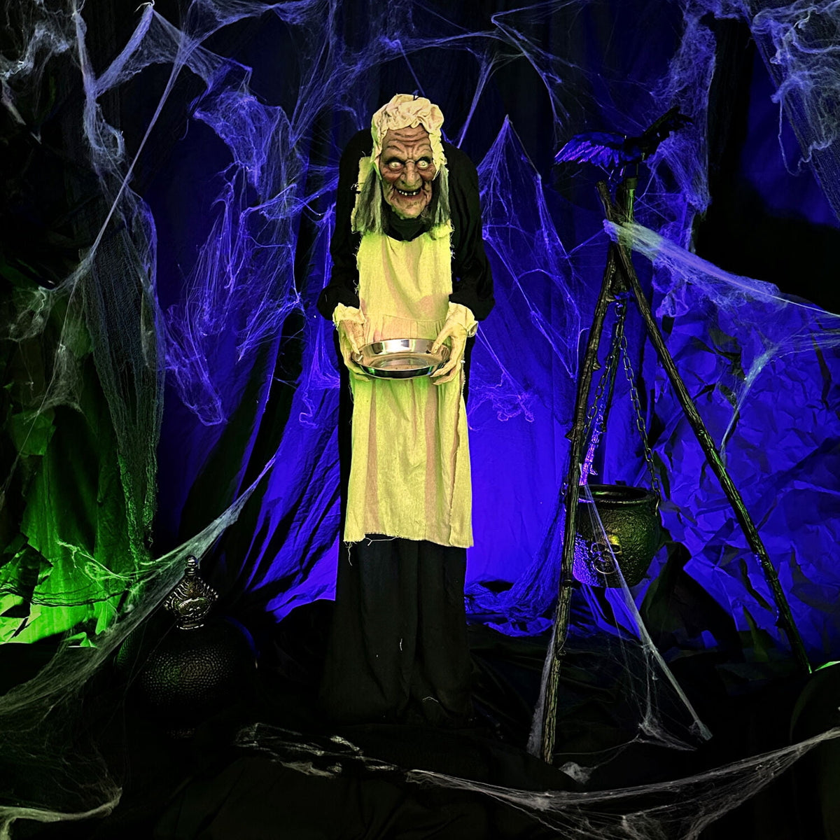 Witchwood™ 5 ft Life-Size Animatronic Indoor/Covered Outdoor Zombie Maid Halloween Decoration, HHLADY-4FLSA