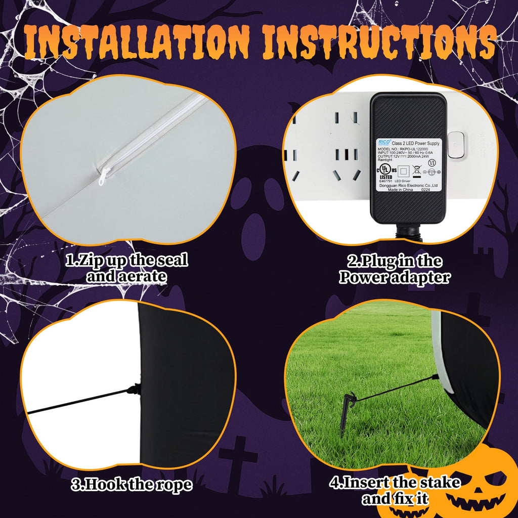 Witchwood™ 12 FT Halloween Inflatables Ghost Outdoor Halloween Decoration w/ Pumpkins Head