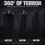 Witchwood™ Halloween Grim Reaper 6ft Hanging Ghost Skeleton Decorations, Spooky Halloween Decor for Yard Haunted House Party Outdoor