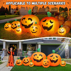 Witchwood™ 8 FT Halloween Inflatables Pumpkin,7 Pumpkins Halloween Outdoor Decoration with Built-in LED Lights,Halloween Blow Ups for Yard, Lawn, Garden Decor
