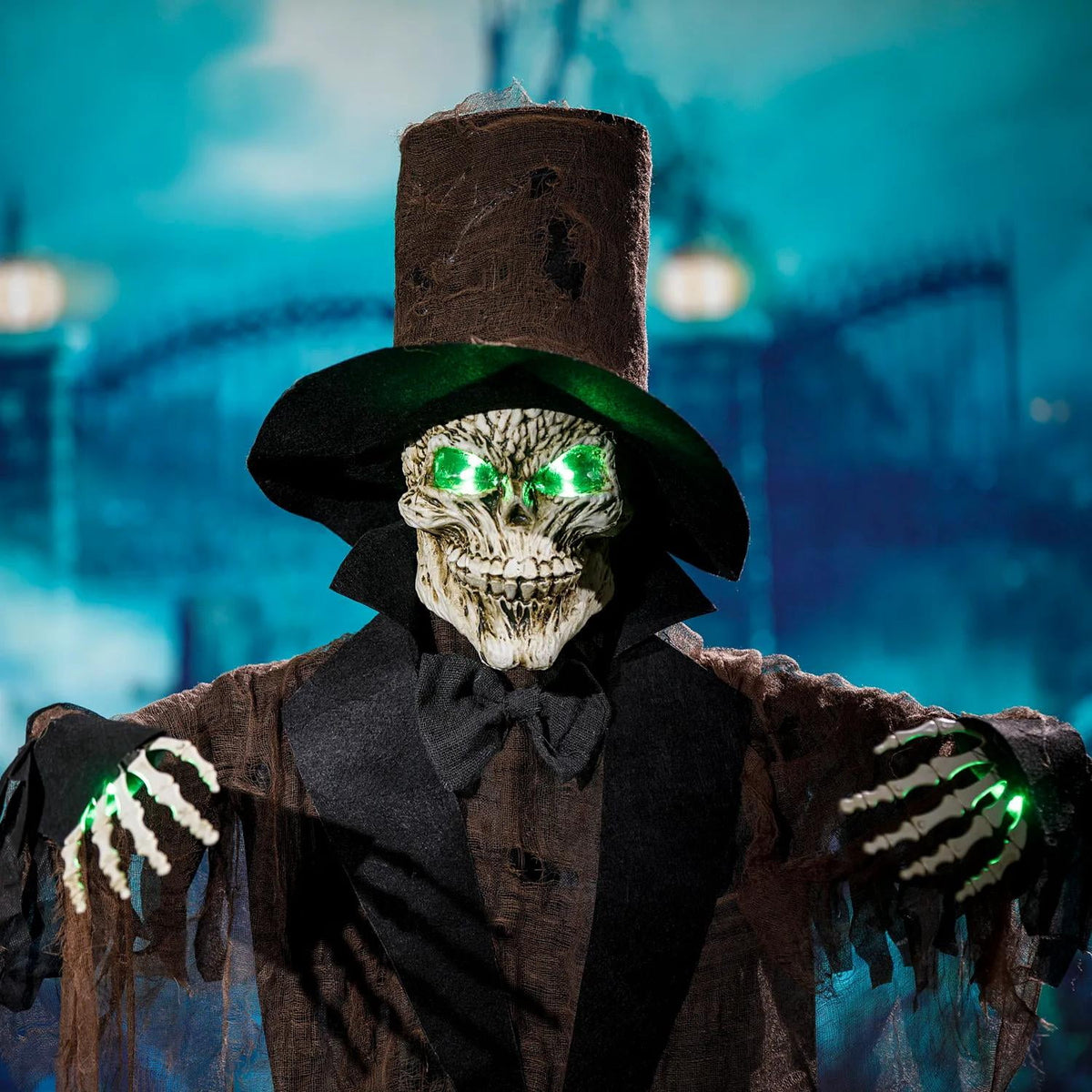 Witchwood™ 5 Ft. 6" Light-Up Black Skeleton Standing Halloween Decoration
