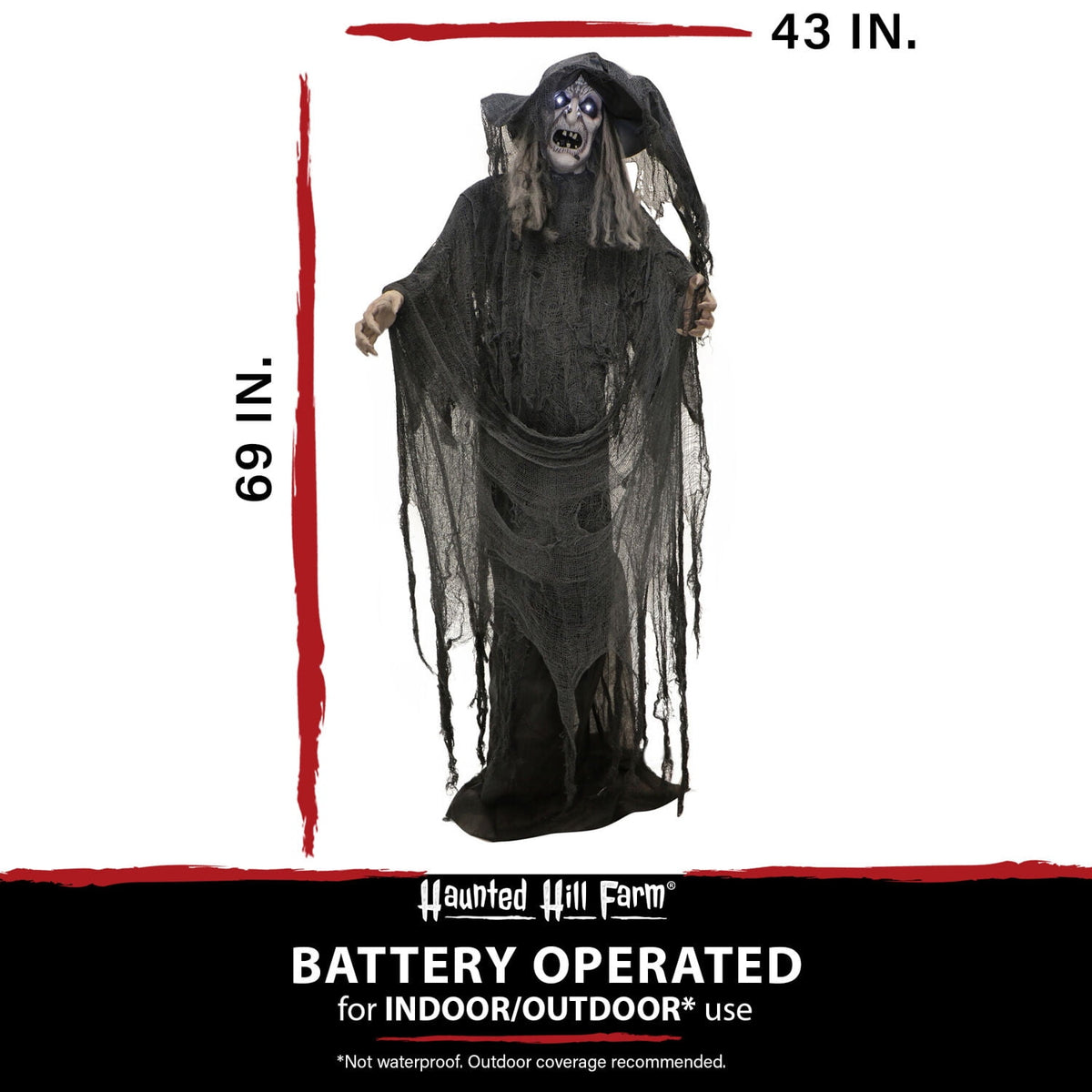 Witchwood™ 5.75 ft Animatronic Witch Indoor/Covered Outdoor Halloween Decoration, HHWITCH-20FLSA