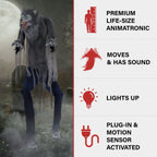 Witchwood™ 7 ft Tall Motion-Activated Towering Werewolf, Premium Halloween Animatronic, Plug-In, HHTWRWOLF-1FLSA