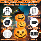 Witchwood™ Faburo 6FT Halloween Inflatable Pumpkin Stack with LED Lights, 3 Jack O Lantern Blow Up Outdoor Halloween Decorations for Yard Lawn Garden Porch