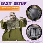 Witchwood™ Halloween Groundbreaker Animated Halloween Decorations Zombie with Crawling Creepy Animatronic Decorations with Movable Arms,Outdoor Scary Halloween Yard Decorations