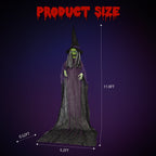 Witchwood™ 12FT Halloween Animatronic Witch Standing Outdoor Halloween Decoration w/ Green Eyes,Scary Sounds