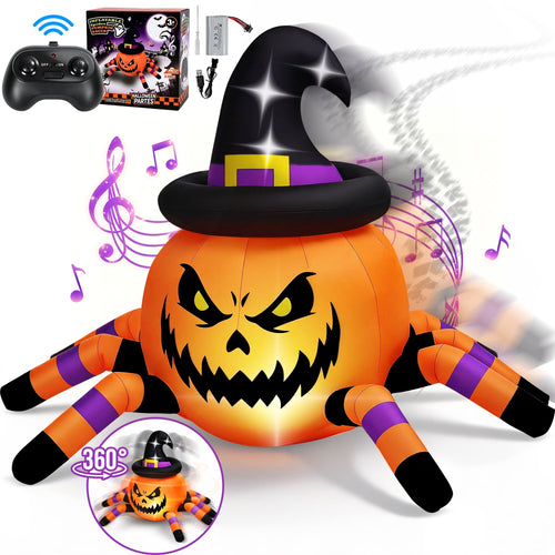Witchwood™ (2 pack) 2.6ft Remote Control Halloween Inflatable with Music Lights,Pumpkin Spider Car Blow ups Rc Car,Indoor Outdoor Decorations