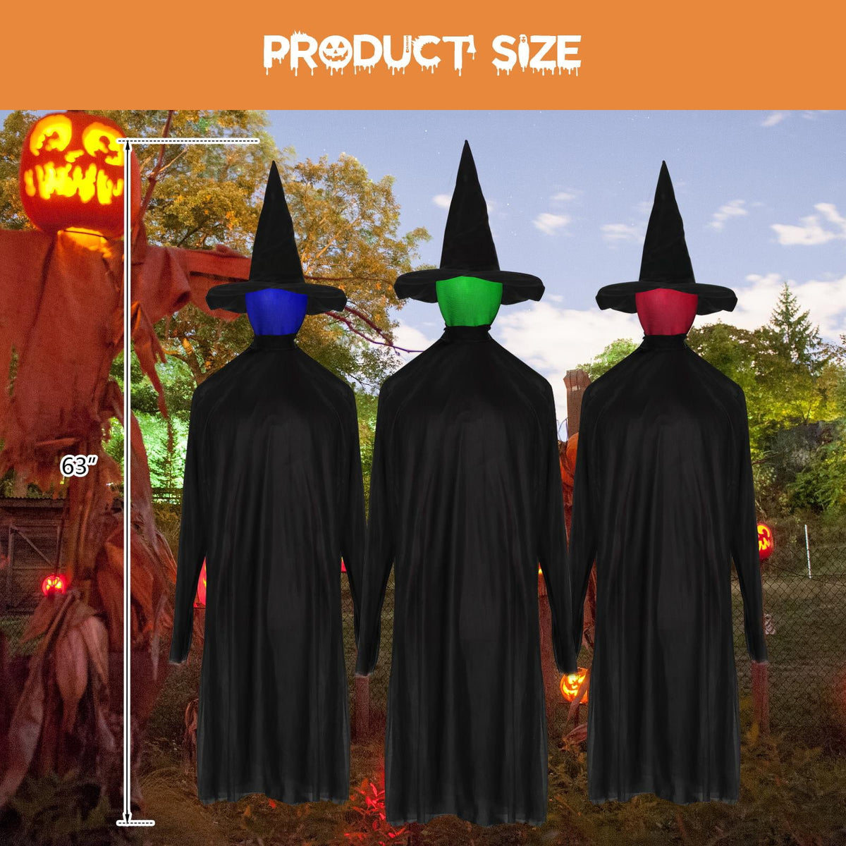 Witchwood™ Zimtwon 5.2ft Halloween Decorations Halloween Witches Halloween Props Sorcerers Animated Wicked Sound LED Lighted Glowing Head