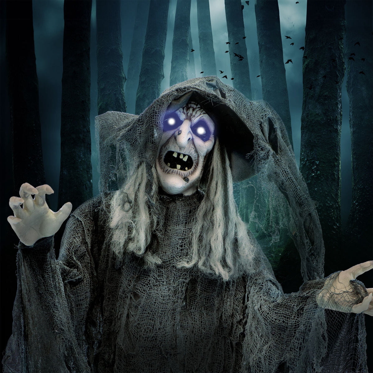 Witchwood™ 5.75 ft Animatronic Witch Indoor/Covered Outdoor Halloween Decoration, HHWITCH-20FLSA